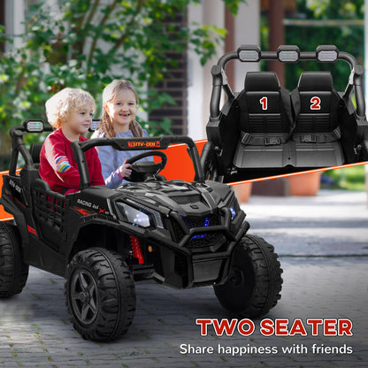 AIYAPLAY 24V 2 Seater Kids Electric Car with Remote Control, Suspension System, Slow Start, 3 Speeds, for 3-8 Years, Black