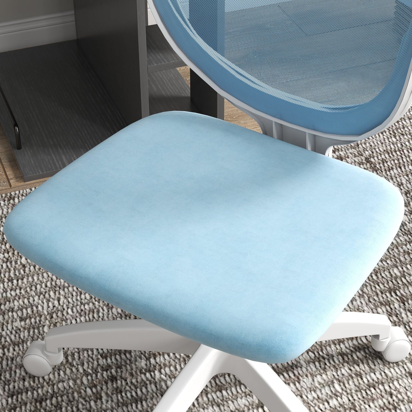 Vinsetto Armless Desk Chair, Mesh Office Chair, Height Adjustable with Swivel Wheels, Blue