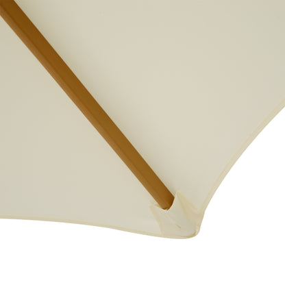Outsunny 2,5 m Drewniany Parasol Ogrodowy Patio Zewnętrzny Drewniany Baldachim Parasola, Stołowy Parasol Rynkowy z Otworami, Słup 38 mm, Mechanizm Linowy, Kremowo-Biały