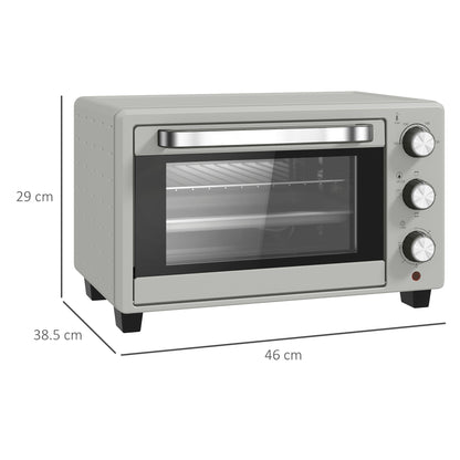 HOMCOM 21L Mini Countertop Oven, 100√Ç¬∞C-230√Ç¬∞C Adjustable Temp - Silver Tone