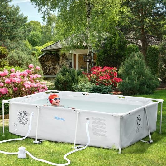 Outsunny Steel Frame Pool with Filter Pump in Grey, image 2
