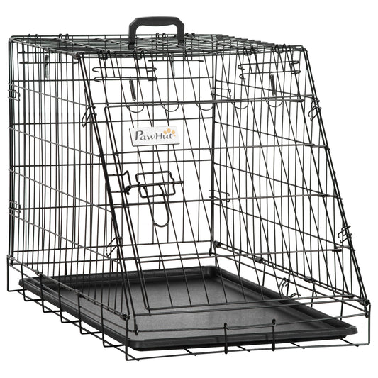 Pawhut Trapeze Collapsible Dog Pet Travel Box Cage Removable Tray 77 x 47 x 55cm