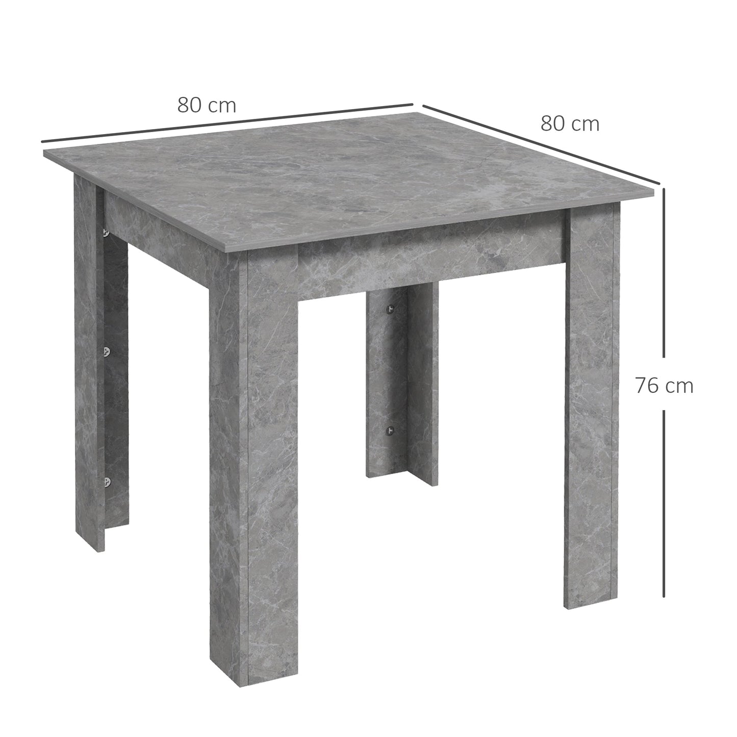 HOMCOM Square Dining Table, Modern Small Dining Table with Faux Cement Effect, Space Saving, Non-slip Foot Pads, Cement Grey