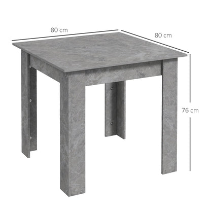 HOMCOM Square Dining Table, Modern Small Dining Table with Faux Cement Effect, Space Saving, Non-slip Foot Pads, Cement Grey