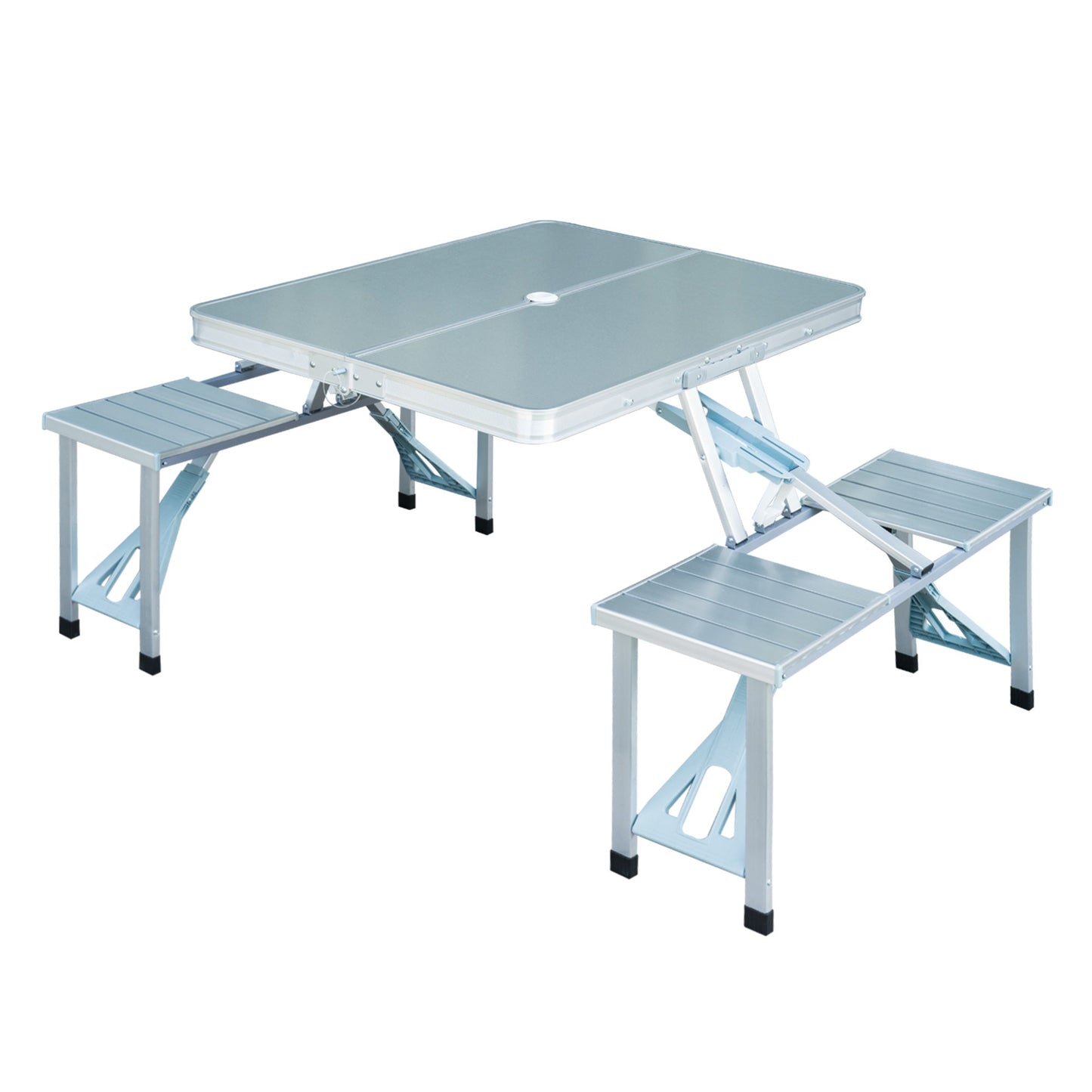 Outsunny Portable Folding Camping Picnic Table and Chairs Stools Set Party Field Kitchen Outdoor Garden BBQ Aluminium