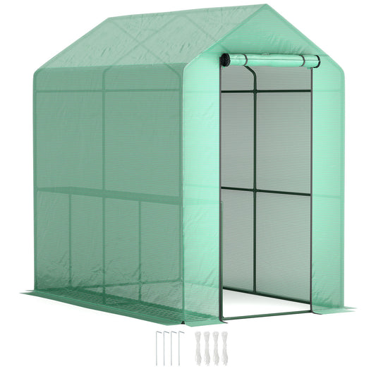 Outsunny 120 x 186cm Walk-In Greenhouse z półkami