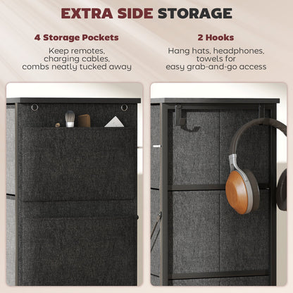 HOMCOM Chest of Four Fabric Drawers - Charcoal Grey