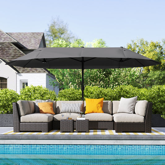 Outsunny 4.6m Double Garden Parasol in Black, image 2
