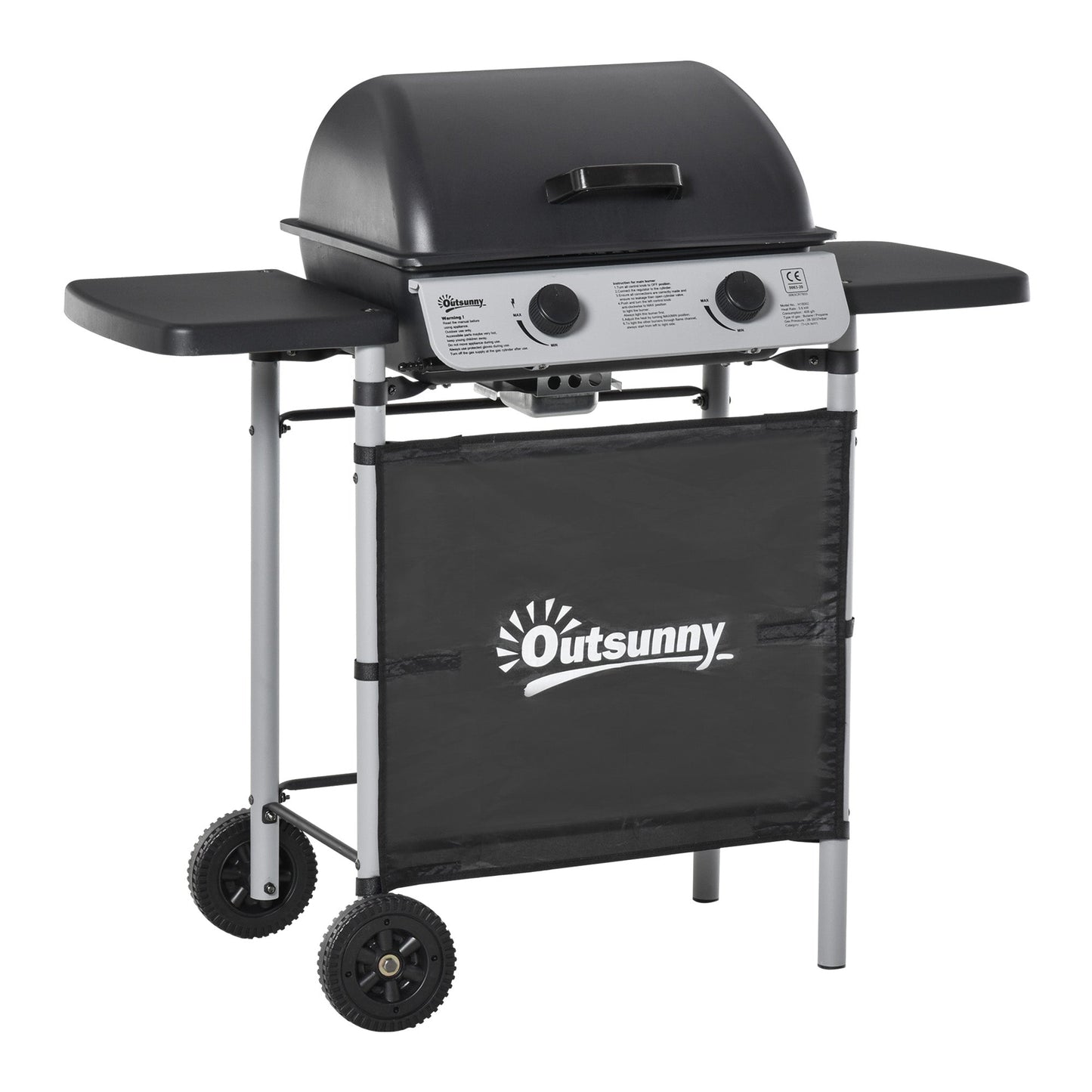 Outsunny 2 x 2.8kW Burner Gas BBQ - Grey