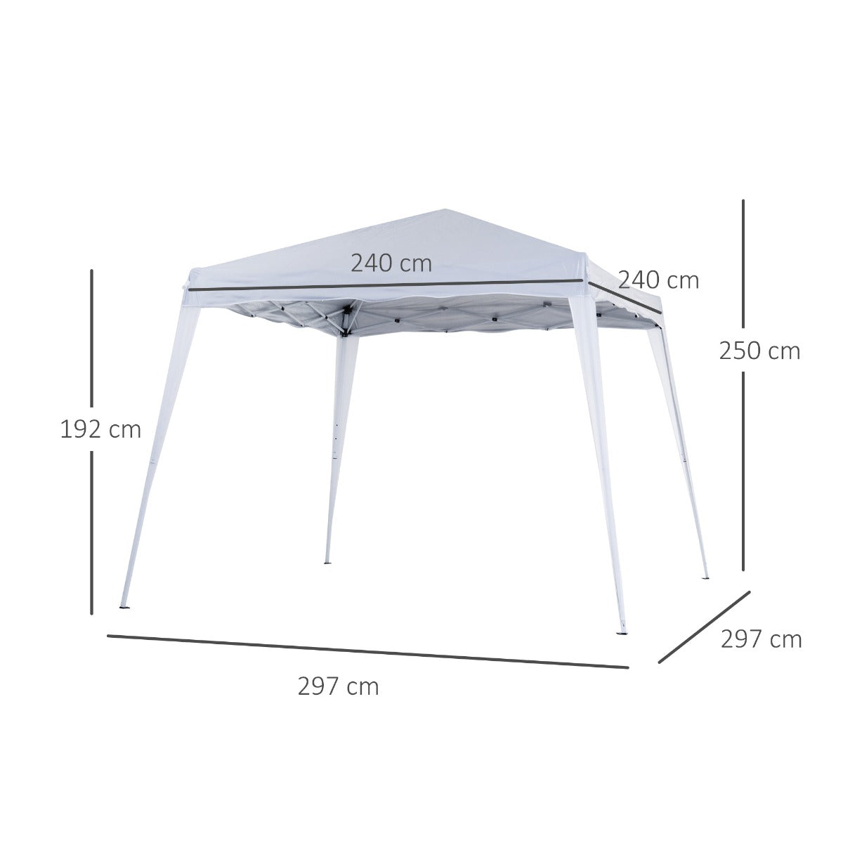 Outsunny 3 x 3 m Canopy Tent Slant Leg Pop Up Gazebo w/ Carry Bag, Height Adjustable Party Tent Instant Event Shelter for Garden, Patio, White