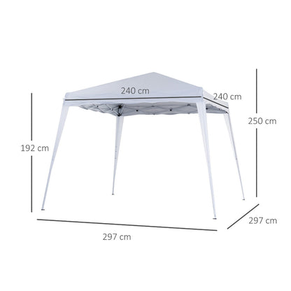 Outsunny 3 x 3 m Canopy Tent Slant Leg Pop Up Gazebo w/ Carry Bag, Height Adjustable Party Tent Instant Event Shelter for Garden, Patio, White