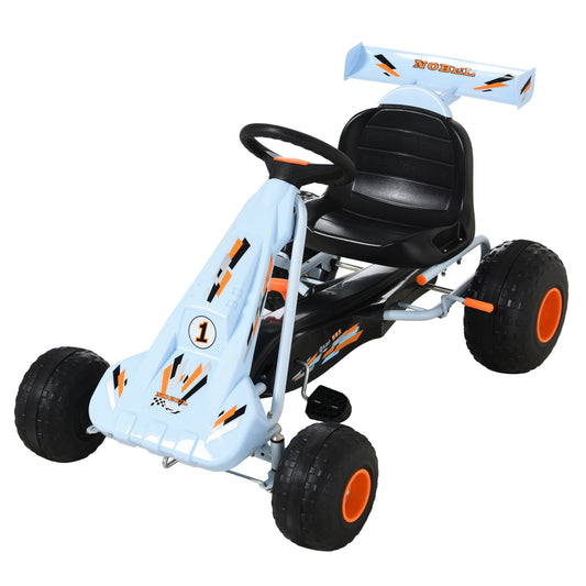 HOMCOM Kids Dziecięcy Gokart na pedały Ręczny samochód do jazdy z hamulcem, biegami, kierownicą, regulowanym siedzeniem, pojazd do zabawy na świeżym powietrzu, 97 x 66 x 59 cm