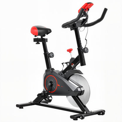 HOMCOM Indoor Upright Exercise Bike Machine, with Adjustable Seat, Resistance, Handlebar, LCD Display