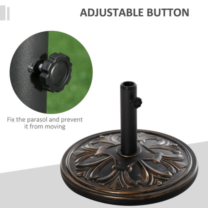 Outsunny 13kg Round Umbrella Base Outdoor Parasol Base Weight Stand Holder for Outdoor Garden Bronze Tone