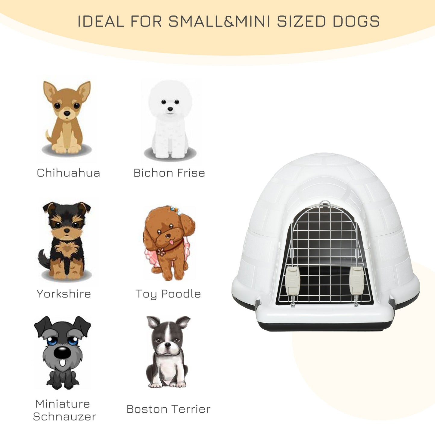 PawHut Plastic Igloo Dog House Puppy Kennel Pet Shelter w/ Windows for Small Sized Dogs