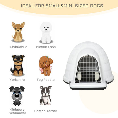 PawHut Plastic Igloo Dog House Puppy Kennel Pet Shelter w/ Windows for Small Sized Dogs