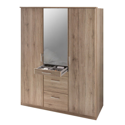 Acorn 3 Door 4 Drawer Mirrored Wardrobe - Oak or White