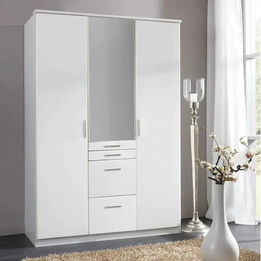 Acorn 3 Door 4 Drawer Mirrored Wardrobe - Oak or White