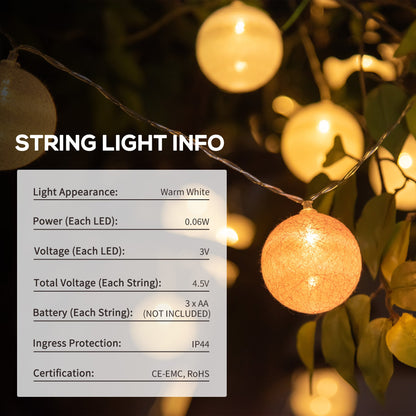 Outsunny 4-Pack Garden Hanging String Lights wit 80 LED Globe Lights for Outdoor/Indoor Multi-colored