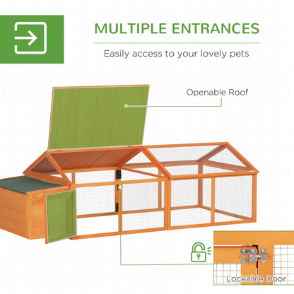 PawHut Wooden Chicken Coop with Nesting Box, Openable Roof, for 4-8 Chickens, Ducks, Orange