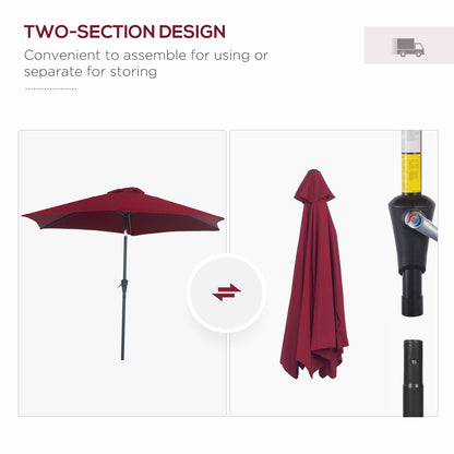 Outsunny 2.7M Tilting Parasol Sun Parasol Outdoor Garden Umbrellas Sun Shade Aluminium Frame with Crank（Wine Red）