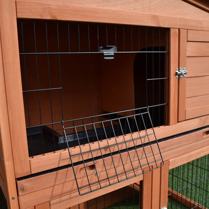 PawHut Rabbit Hutch Outdoor Guinea Pig Hutch 2-Tier Bunny Cage with No-Leak Tray 100.5 x 55 x 101 cm