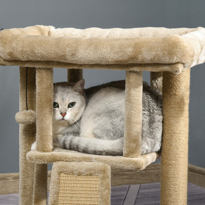 PawHut Cat Tree Tower for Indoor Cats Cat Scratching Post Climbing Activity Centre w/Jute Scratching Pad, Toy Ball, Cat House - Coffee