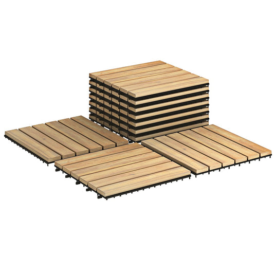 Acacia Wood Interlocking Floor Tiles for Terrace and Balcony