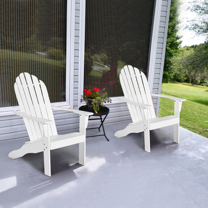 Acacia Wood Adirondack Lounger Chair with Slatted Seating, Ergonomic Design-White