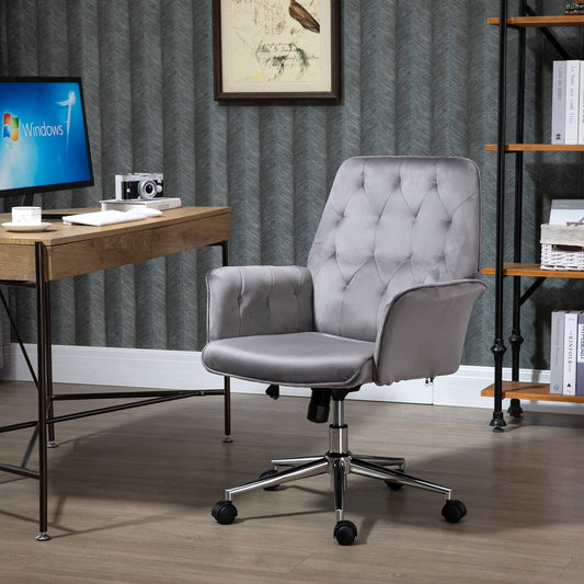 Vinsetto Swivel Computer Chair w/ Arm Modern Style Tufted Home Office Bedroom Deep Grey