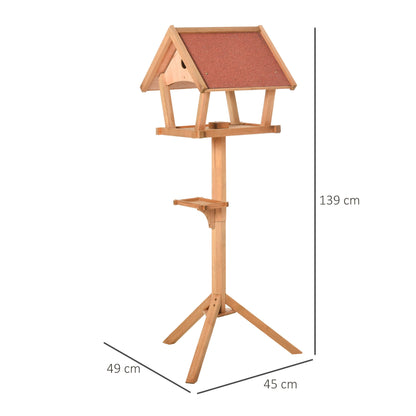 PawHut Wooden Bird Feeder Stand for Garden Pre-cut Weather Resistant 49 x 45 x 139cm