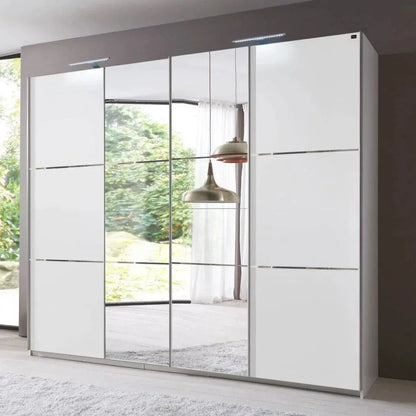 Landscape 4 Door 350cm Mirrored Sliding Wardrobe - White