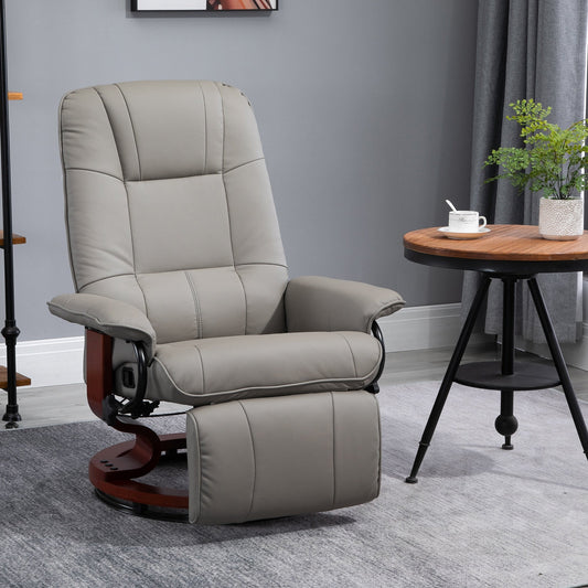 PU Leather Armchair Ergonomic Office Recliner Sofa Chair Plush Lounger Grey