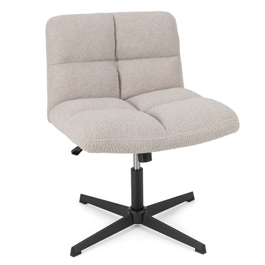 Adjustable Armless Office Chair with Imitation Lamb Fleece-Grey
