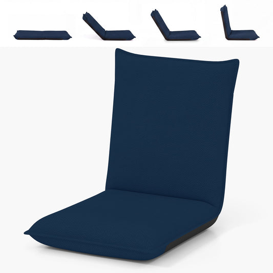 Adjustable Floor Chair with Backrest and Sponge Filling in Navy