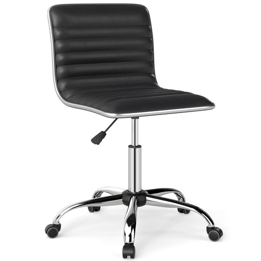 Adjustable Office Chair with Swivel Seat and Universal Wheels-Black
