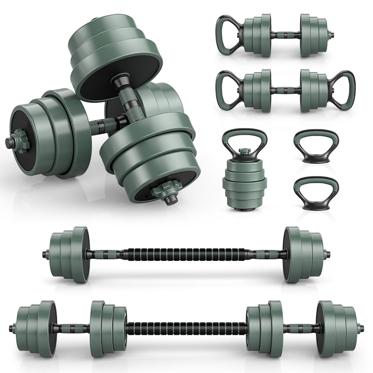 Adjustable Weight Dumbbell Set with Connector and Dumbbells-Black