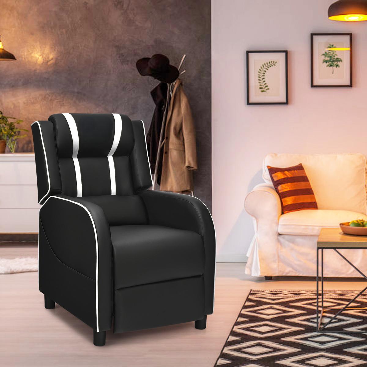 Adjustable Gaming Chair with Footrest Headrest and Lumbar Support-White