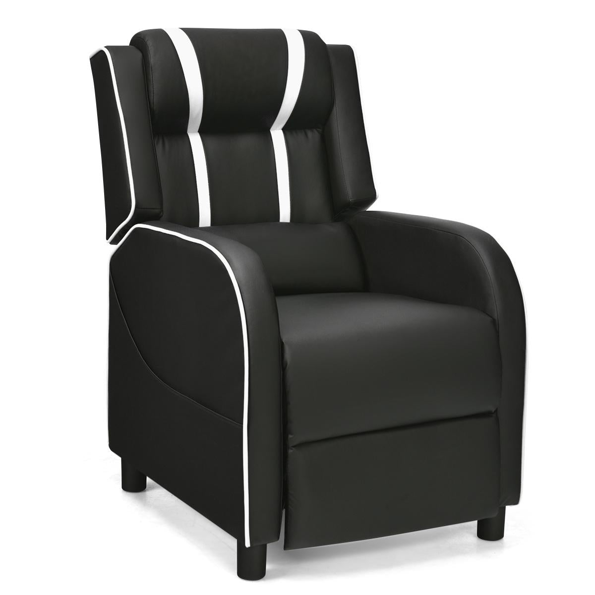 Adjustable Gaming Chair with Footrest Headrest and Lumbar Support-White