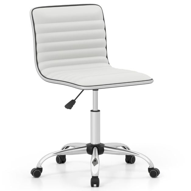Adjustable Office Chair with Swivel Seat and Universal Wheels-White