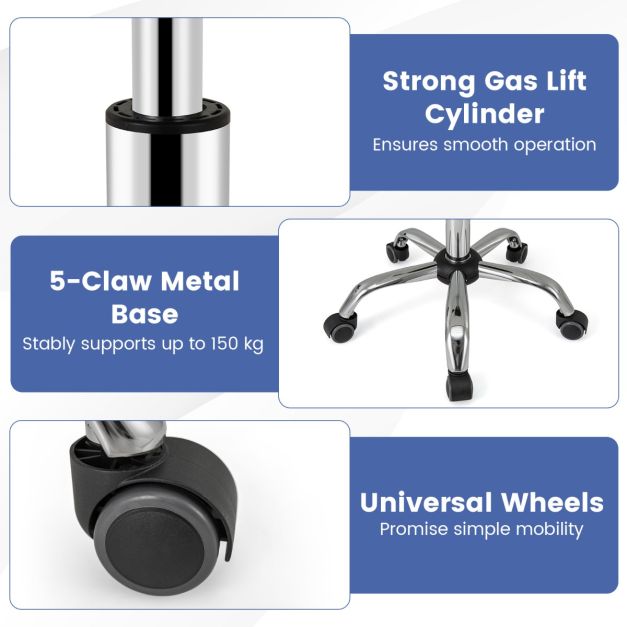 Adjustable Office Chair with Swivel Seat and Universal Wheels-White