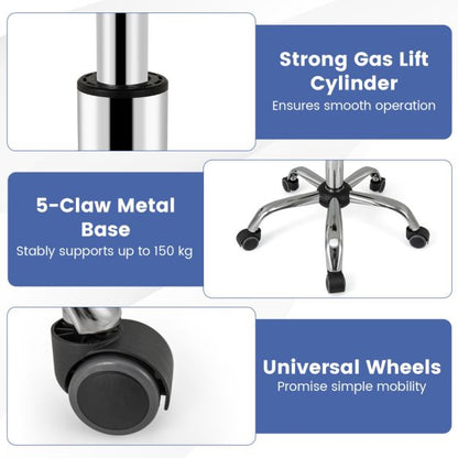 Adjustable Office Chair with Swivel Seat and Universal Wheels-White