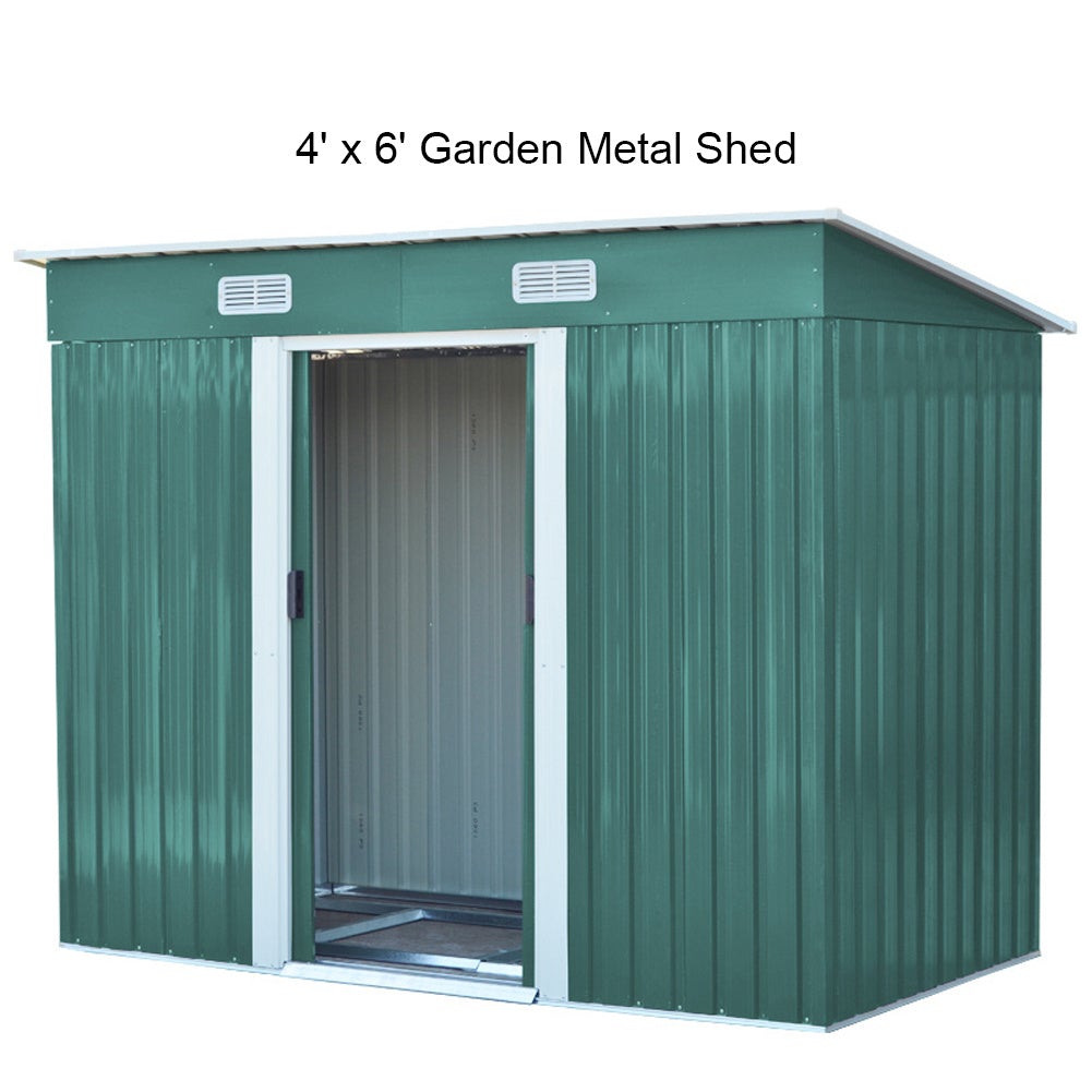 4' x 6' ft / 4' x 8' ft Garden Shed with Skillion Roof Top Steel