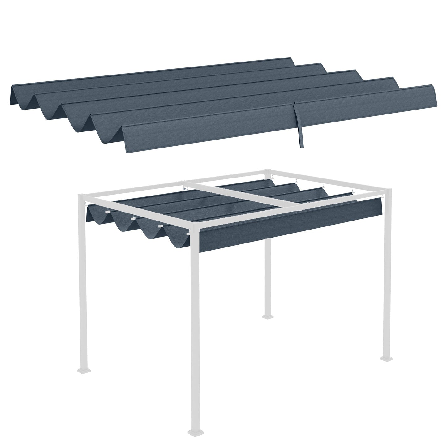 Outsunny Pergola Cover Roof, 2.86 x 2.45 m Retractable Sun Shade Top for 3 x 2m Pergola Frame, UV30+ Protected, Dark Grey