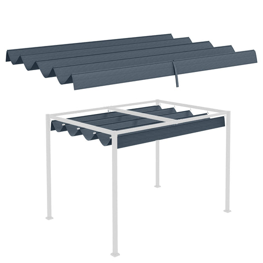 Outsunny Pergola Cover Roof, 2.86 x 2.45 m Retractable Sun Shade Top for 3 x 2m Pergola Frame, UV30+ Protected, Dark Grey