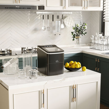 HOMCOM 12kg Countertop Ice Cube Machine, with Scoop - Black