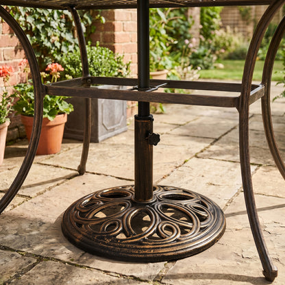 Outsunny 11.5 kg Cast Metal Round Patio Umbrella Base Stand, Umbrella Holder for Outdoor, Patio, Garden, Bronze Tone
