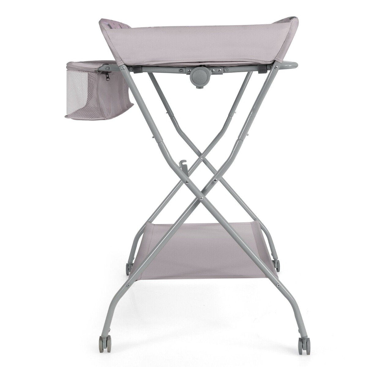 Rolling Baby Changing Table with Large Storage Basket-Grey