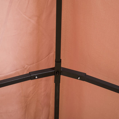 Outsunny 4m x 3(m)Garden Gazebo, Double Roof Outdoor Gazebo Canopy Shelter with Curtains, Solid Steel Frame for Patio, Garden, Brown