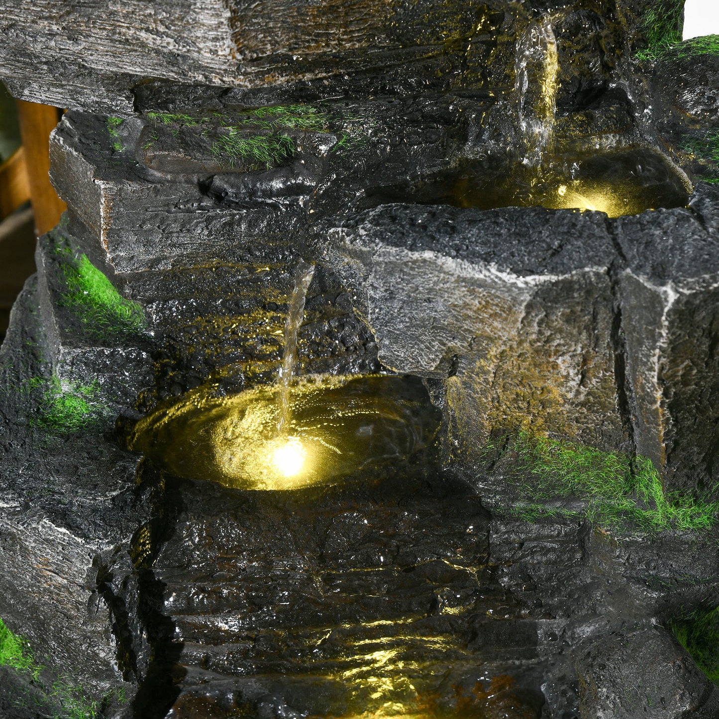Outsunny Garden Water Feature z oświetleniem LED - ciemnoszary